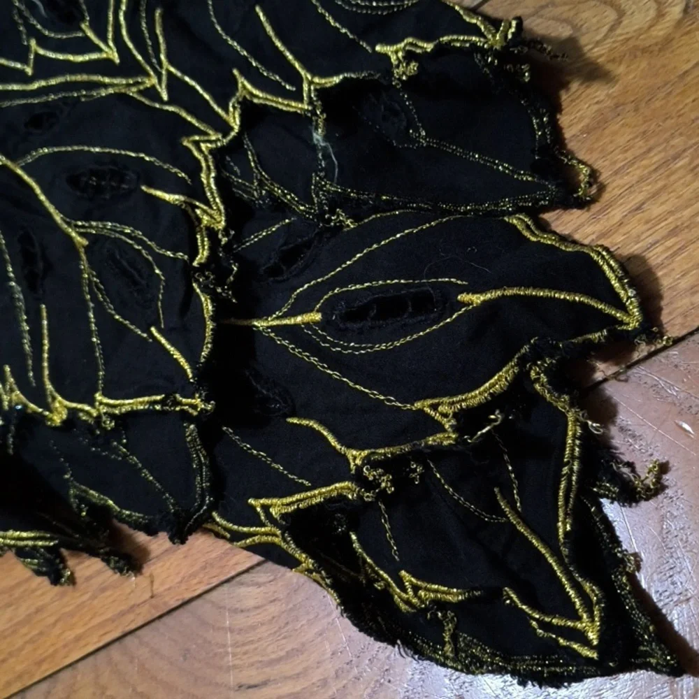 🧚‍♀️Whimsigoth Fairycore Black + Gold Skirt